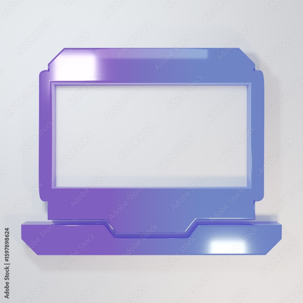 Poster purple-blue laptop icon isolated on grey background. computer notebook with empty screen sign. minim