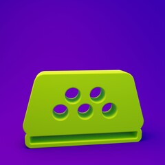 Green Taxi car roof icon isolated on purple-blue background. Minimalism concept. 3D render illustration