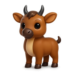 Friendly cartoon bull with dark horns and gentle face, perfect for agricultural themes, zodiac illustrations, or kids’ animal collections