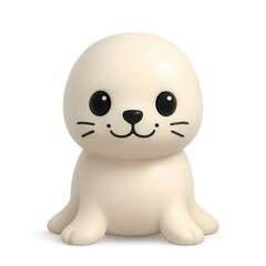 Adorable 3D cartoon white baby seal with soft round body and sweet face. Great for Arctic themes, ocean stories, and kids’ books