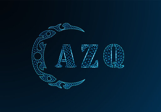 Low poly letter logo AZQ design. AZQ letter logo low poly vector design on blue color gradient background. AZQ logo low poly design