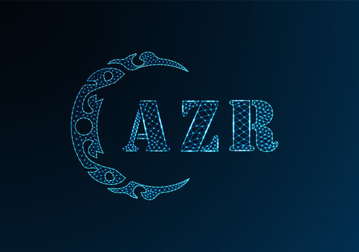 Low poly letter logo AZR design. AZR letter logo low poly vector design on blue color gradient background. AZR logo low poly design