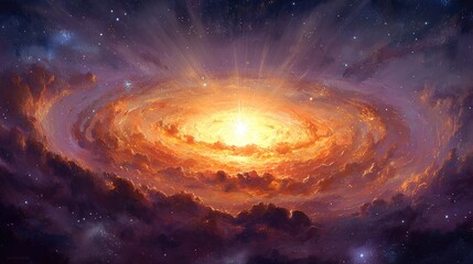 Vibrant Spiral Galaxy With Glowing Core