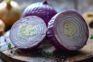 Vivid still life arrangement featuring red onion against a dark background for artistic appeal