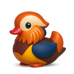 Colorful 3D cartoon mandarin duck with smooth finish and charming expression, ideal for children’s design, educational art, and digital nature icons