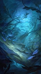 Mystical Pixelated Blue Forest Tunnel