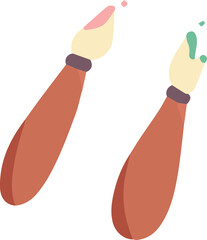 Two Paint Brushes In Artistic Illustration With Paint Splashes