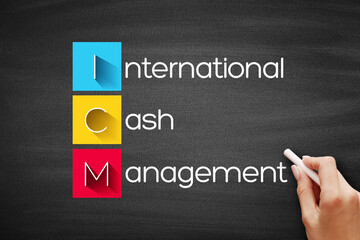 ICM - International Cash Management acronym, business concept on blackboard