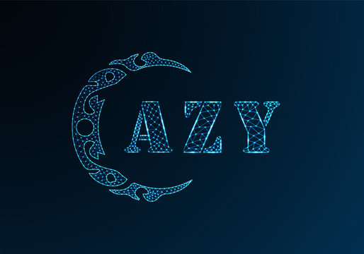 Low poly letter logo AZY design. AZY letter logo low poly vector design on blue color gradient background. AZY logo low poly design