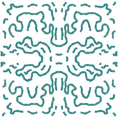 Hand-Drawn Teal Abstract Seamless Pattern – Organic Symmetric Design