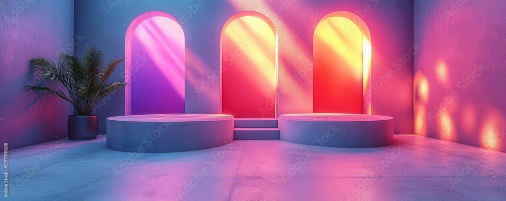 Poster vibrant gradient abstract background with steps in modern minimalist design