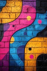 Colorful abstract painting with bright splashes and dynamic brush strokes