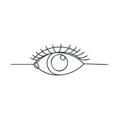 Simple line art of a human eye with detailed eyelashes