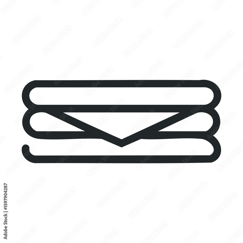 Poster minimalist icon of folded blanket with sheet on top in monochrome design
