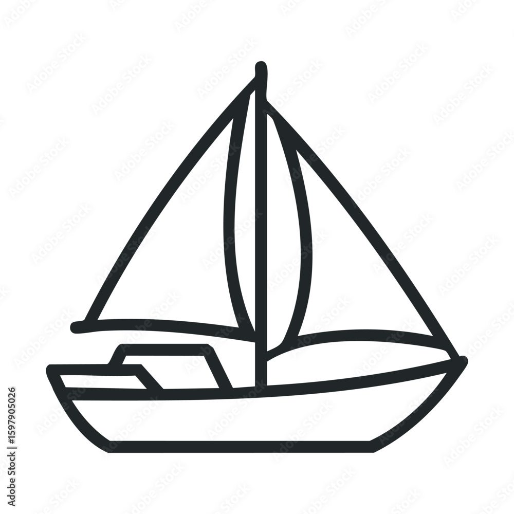 Poster minimalist sailboat outline design with simple lines and elegant curves