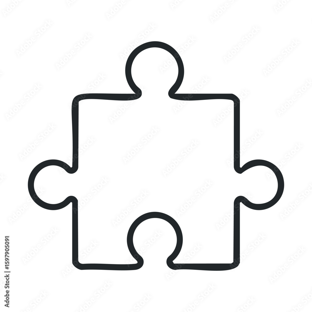 Poster simple outline of a puzzle piece with curved edges and tabs