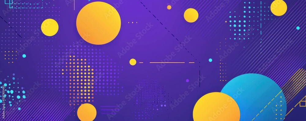 Aufkleber abstract purple background with colorful geometric patterns and shapes