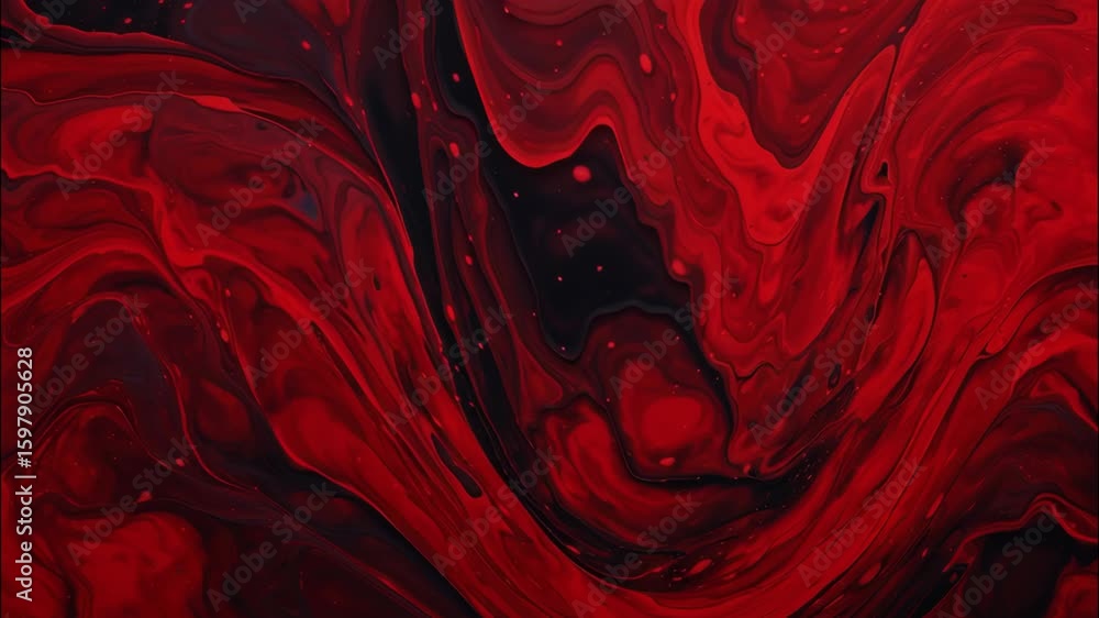 Aufkleber abstract red fluid art with sudden blooming patterns in top down view