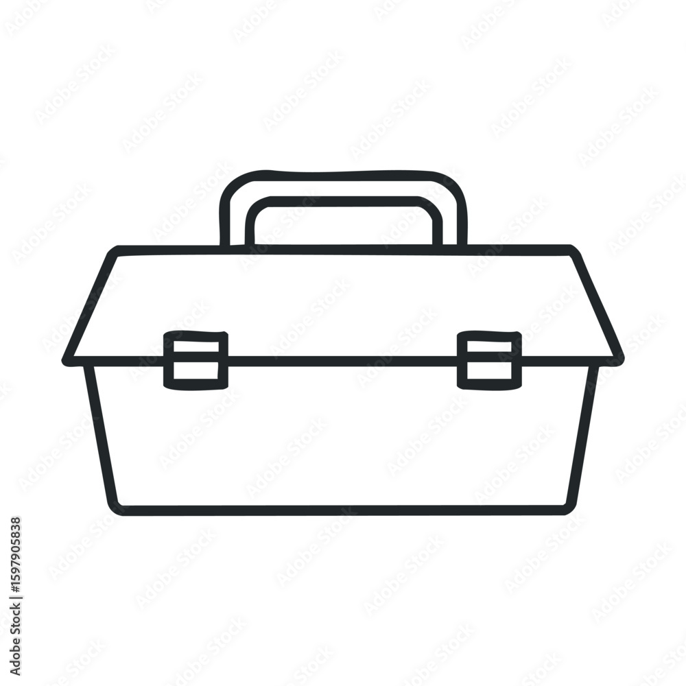 Poster simple black and white toolbox icon with handle and lid