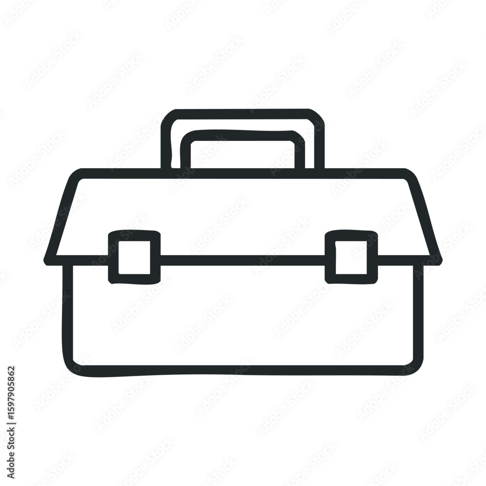 Poster minimalist black and white toolbox icon with handle and latch details