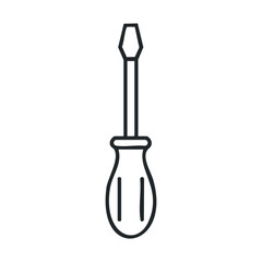 Simple outline drawing of a screwdriver with flathead tip on white background