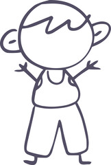 Simple Line Drawing Of A Boy With Arms Raised