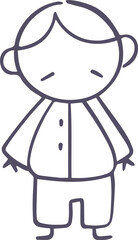 Simple Line Drawing Of A Standing Man With Sad Expression
