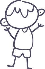 Outlined Drawing Of A Happy Boy