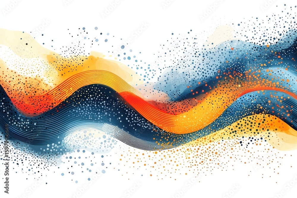 Aufkleber abstract artistic display of waves and dots in vibrant colors