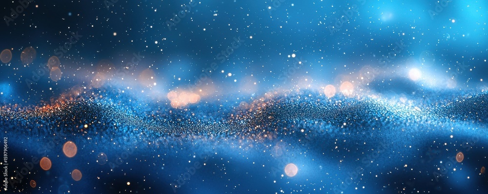 Aufkleber vivid abstract background featuring twinkling white bokeh lights and bluish nebula effect
