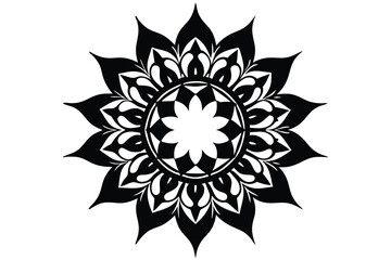 An Isolated Symmetrical Mandala Design of Abstract Shapes