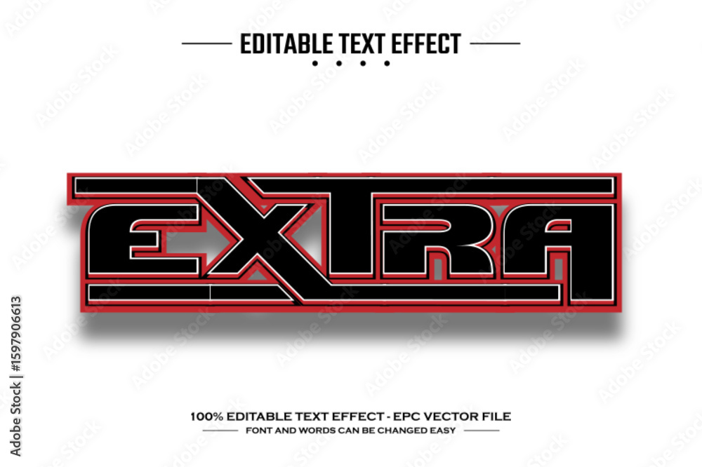 Poster extra red 3d editable text effect template