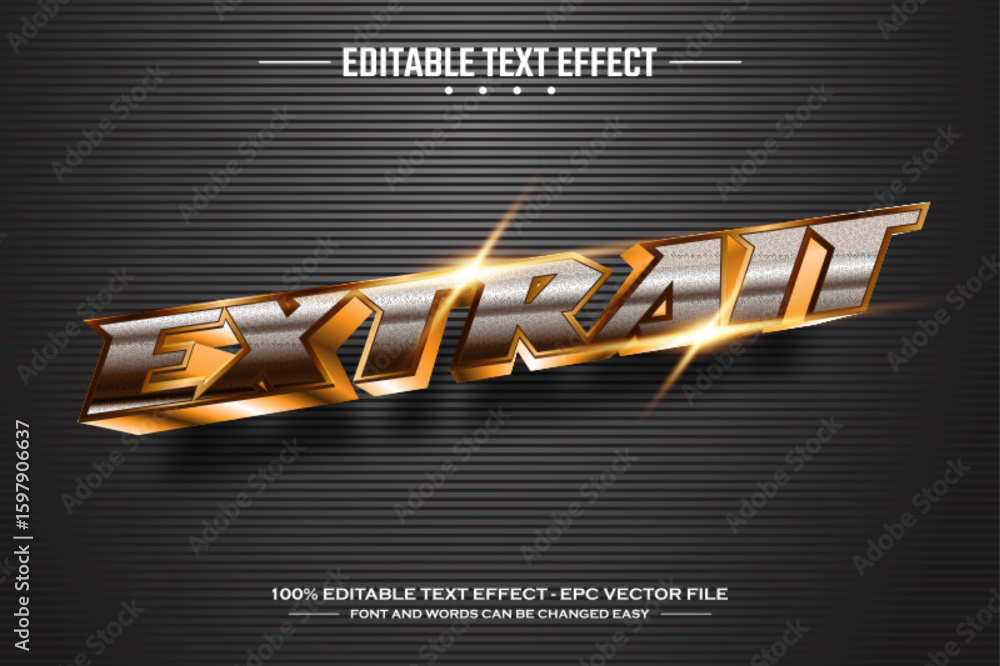 Poster extrait 3d editable text effect template