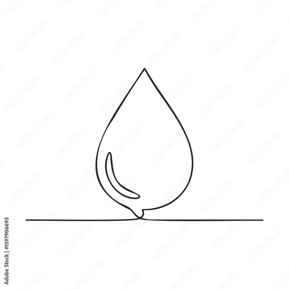 Poster single continuous line drawing of a leaf outline on white background