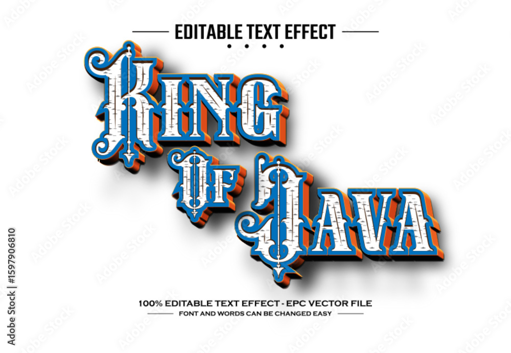 Poster king of java 3d editable text effect template