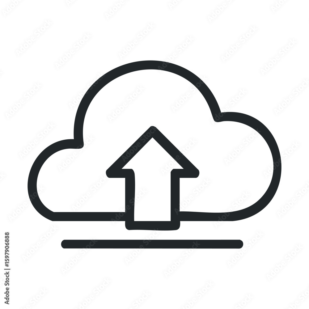 Poster cloud storage icon with upload arrow outline design