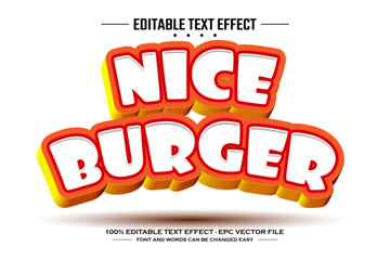 Nice burger 3D editable text effect template