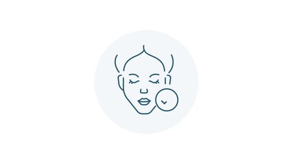 Animation of a serene female face with a checkmark symbol, indicating skincare approval, dermatological testing, clean beauty compliance, and healthy skin certification.