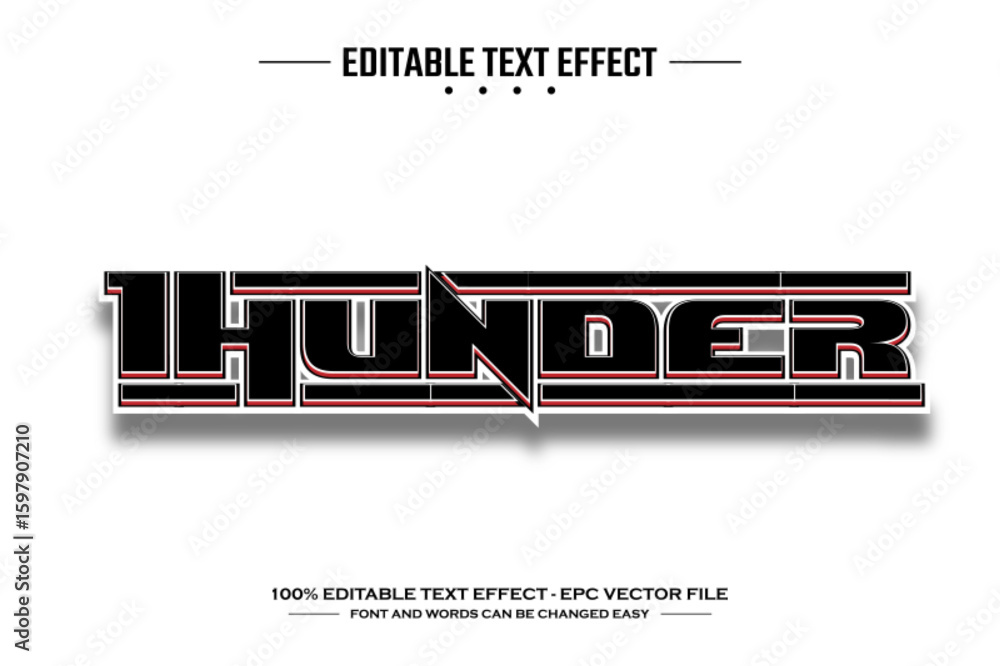Poster thunder 3d editable text effect template