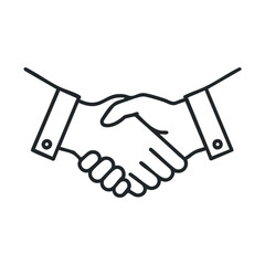 Fototapeta premium Simple black and white handshake icon symbolizing agreement and partnership