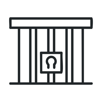 Simple black and white jail cell with lock icon