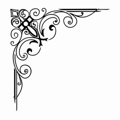 abstract floral frame border corner ornament art vector silhouette illustration 
