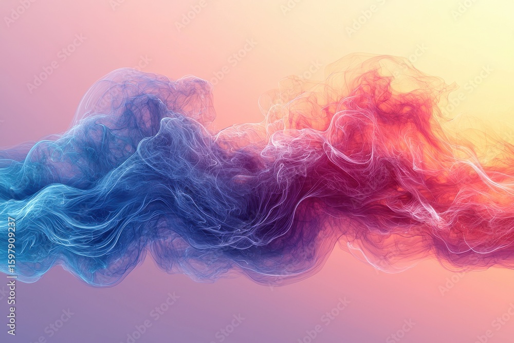 Aufkleber vivid abstract waves of red and blue smoke texture on gradient background