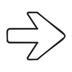 Bold black arrow icon pointing right on white background