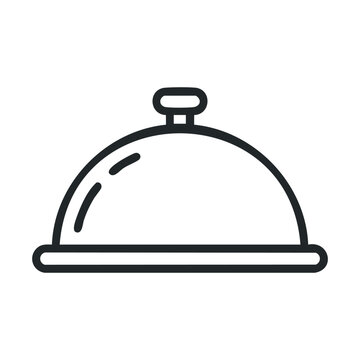 Food service icon: cloch with handle in black and white outline