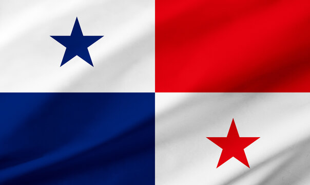 Panama flag background with waving fabric texture