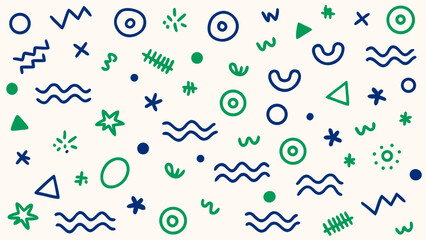 Fun Colorful Line Doodle Seamless Pattern - Minimalist Style Art