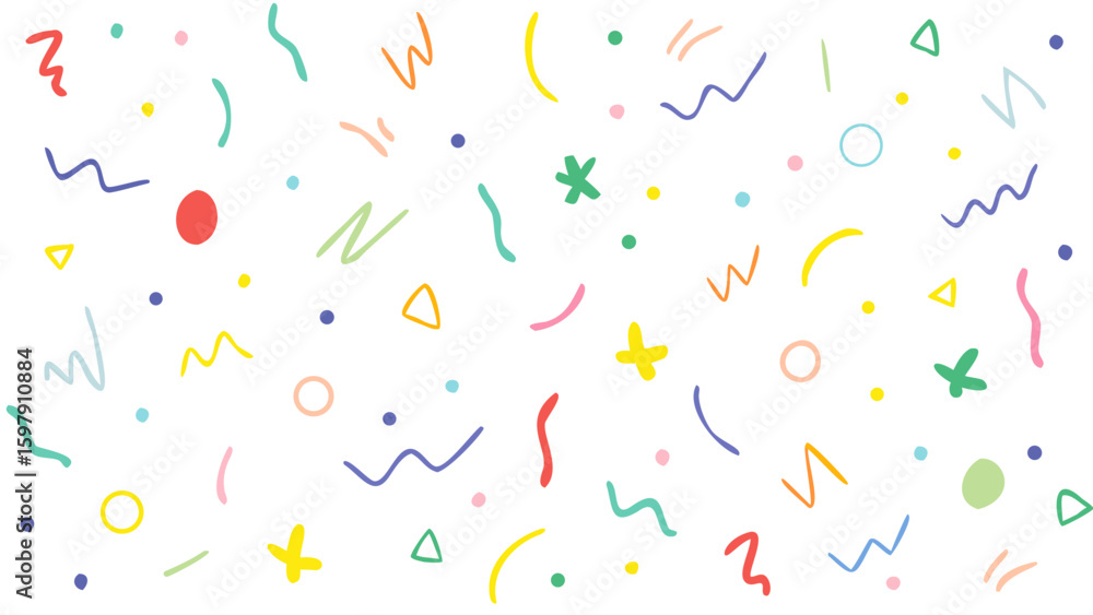 Poster seamless pattern of fun colorful line doodles