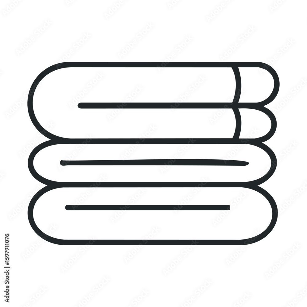 Poster stack of three folded towels in minimalist line art design