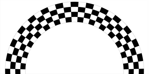 Black and white checkered rectangular frame. Square racing checkerboard pattern. Chessboard geometric pattern. Rally checkerboard pattern. Finish racing frame. Vector illustration on white background